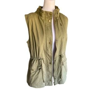 Love Tree Olive Green Fleece Lined Utility Vest Size Large